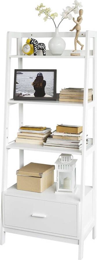 Rootz Living Rootz White Storage Display Rekken Ladder Plank Boekenkast met Lade en 4 Planken