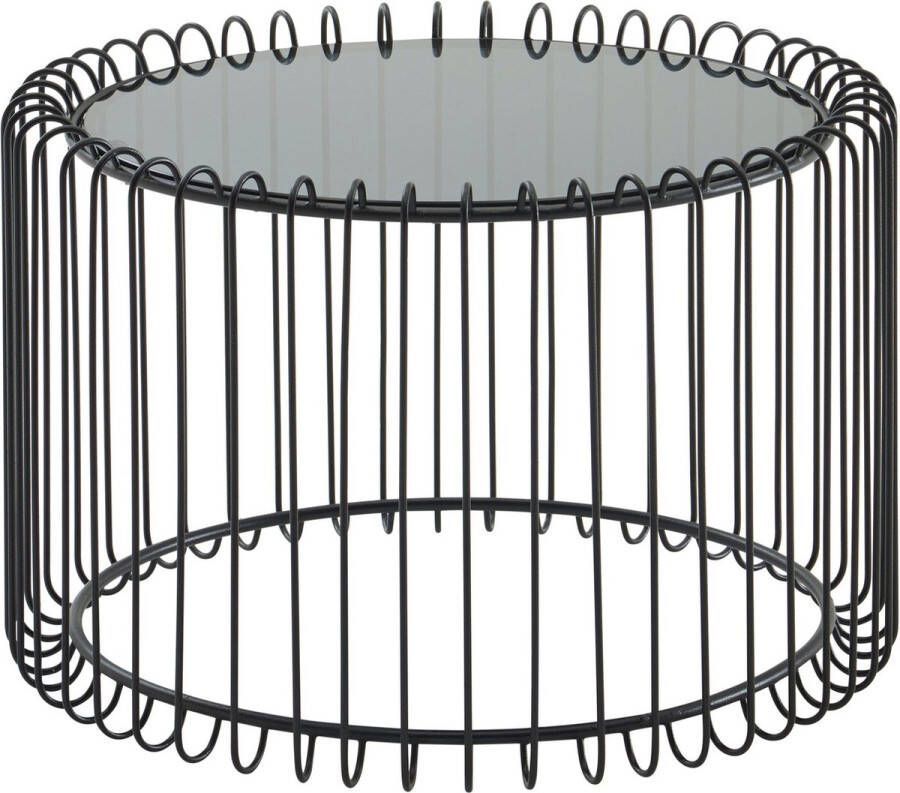 Rootz Living Rootz salontafel glas metaal 60x60x40 cm salontafel zwart Design salontafel rond Kleine salontafel Modern bijzettafel woonkamer Rieten tafel uitneembaar tafelblad