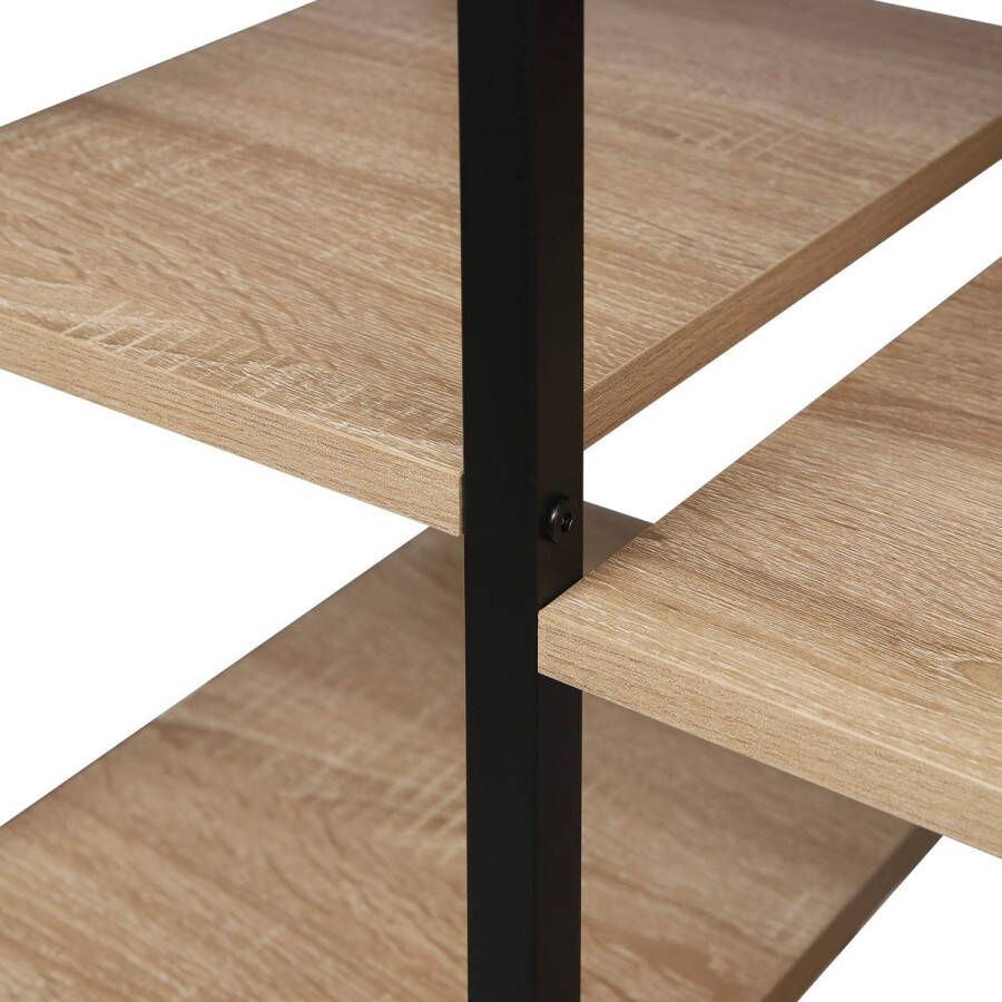 Rootz Living WOLTU Standregal Bücherregal Bücherschrank Küchenregal Büroregal Schuhregal Eisenrahmen Regal mit offenem Stauraum en Schrank für Büro Wohnzimmer MDF Metall 80x35x97cm Hell Eiche RGB08hei