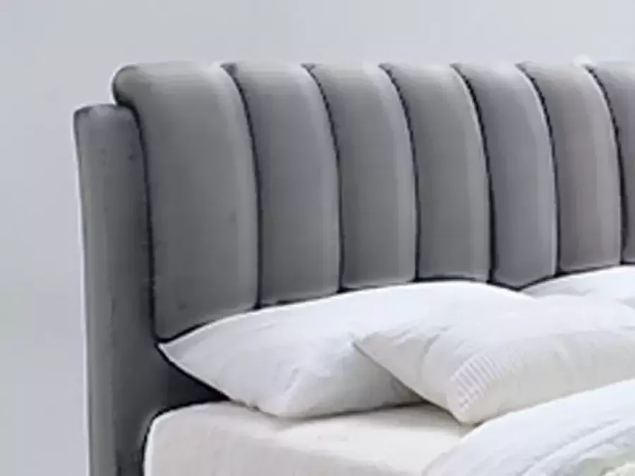 Rousseau Bed 'Bedoni' 140x200 + lattenb. PU Grijs (4c)