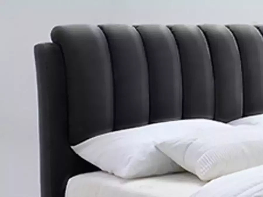 Rousseau Bed 'Bedoni' 160x200 + lattenb. PU Zwart (4c)