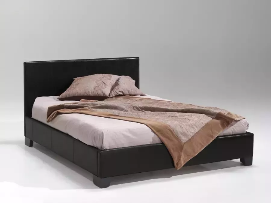 Rousseau Bed 'Roma' 140x200 + lattenb. PU Zwart (2c)