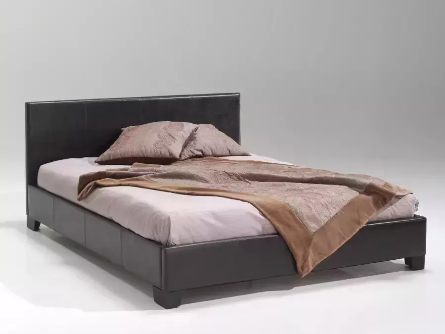 Rousseau Bed 'Roma' 160x200 + lattenb. PU Bruin (2c)