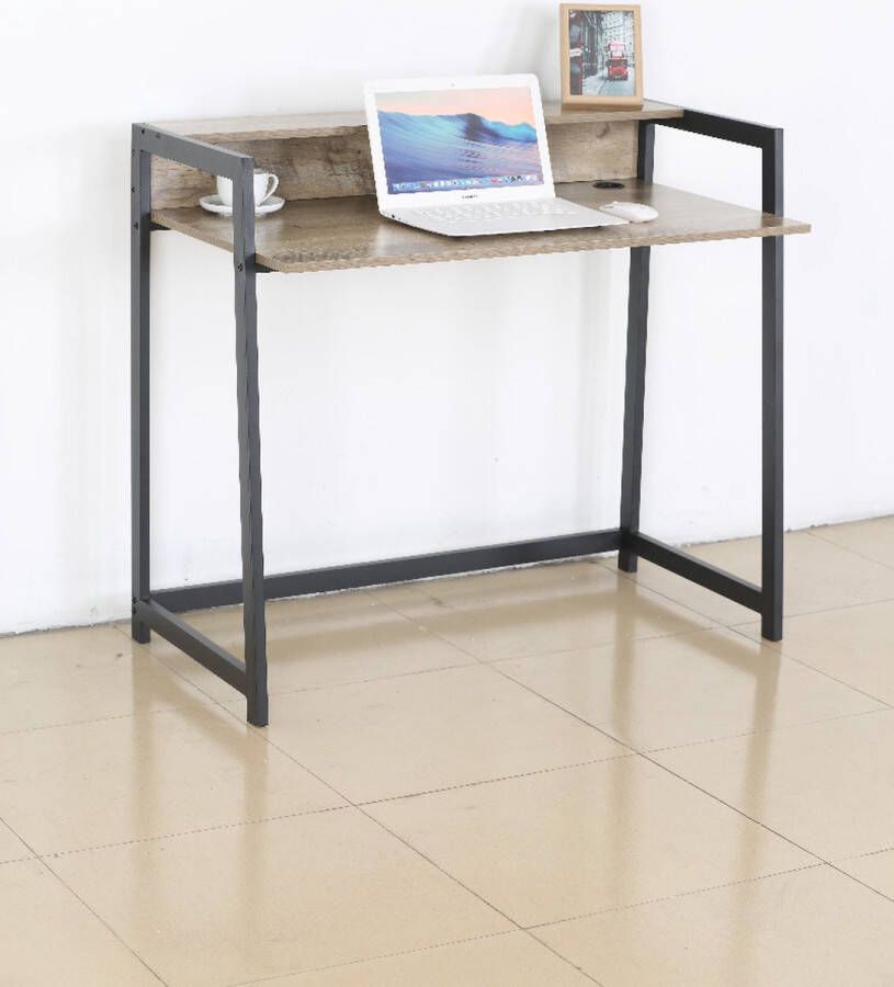 Rousseau EMOB Bureau Nola 104cm zwart bruin Bureautafels Bruin; Zwart Metaal; Spaanplaat Bureautafels Op voorraad