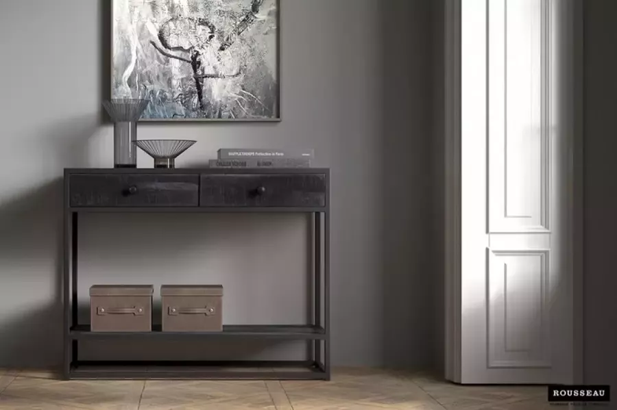 Rousseau EMOB Sidetable Tatum-zwart mangohout Haltafels Zwart Hout; Metaal Haltafels Op voorraad - Foto 4