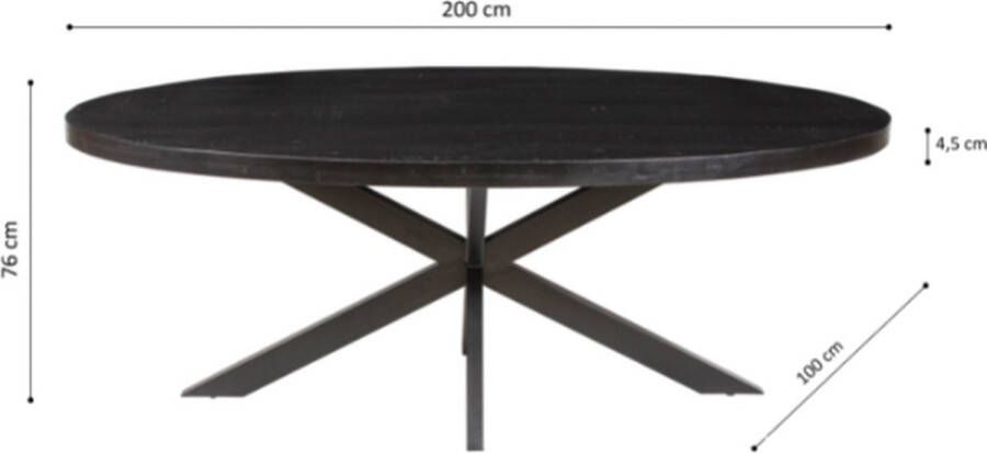 Rousseau Tafel 'Alexa' 200 cm Ovaal Mango Hout Zwart - Foto 2