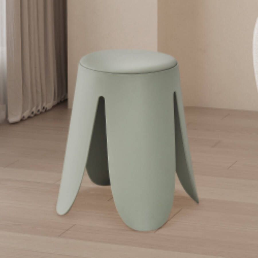 Rousseau Grijsgroene Astin Kruk PP Poten en PU Zitting 46 x 30 x 30 cm