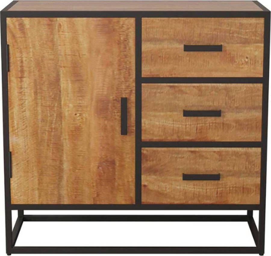 Rousseau Kast 'Madeira' 85cm Magnolia Metalen Frame Exotisch Hout Bovenblad 80x85x38cm