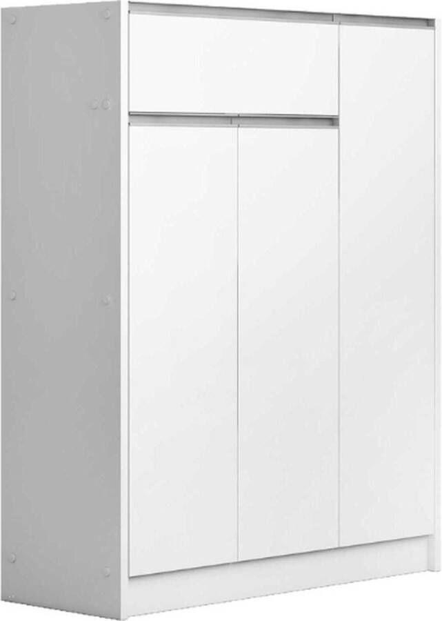 Rousseau Lilly Schoenenkast: 3 Deuren 1 Lade Wit H-H 117 x B-L 90 x D-P 35 cm
