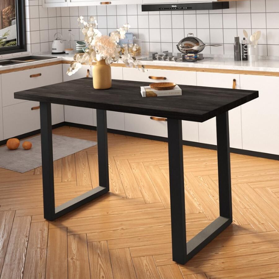 Rousseau EMOB Bartafel Nicola 160 x 80 x 93 cm Zwart Bartafels Zwart Hout Bartafels Op voorraad