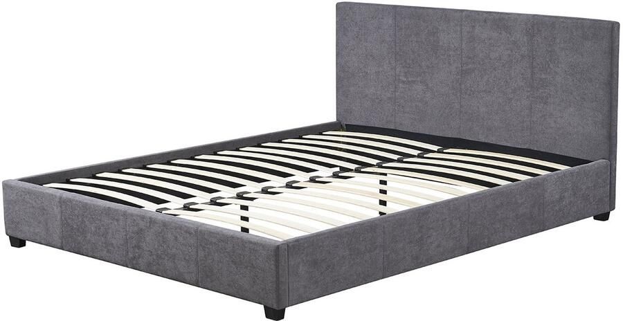Rousseau Bed 'Roma' 140x200 + lattenb. Stof Grijs (2c)