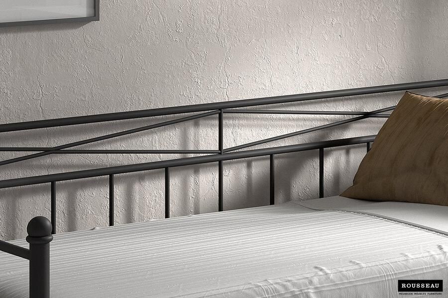 Rousseau Bedzetel 'Sablo' Zwart 90x200 met lattenbodem (1c)