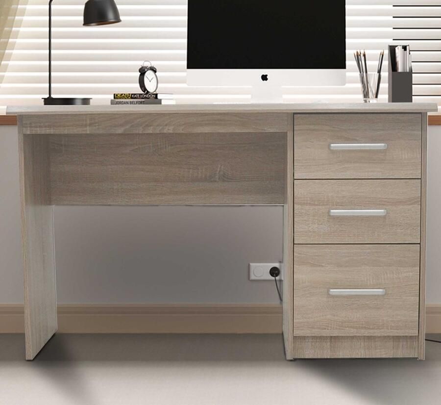 Rousseau EMOB Bureau Milou 1 Lade 1 Deur H-75 x B-121 x D-60 cm wit Kantoor Wit Melamine; Spaanplaat Kantoor Op voorraad