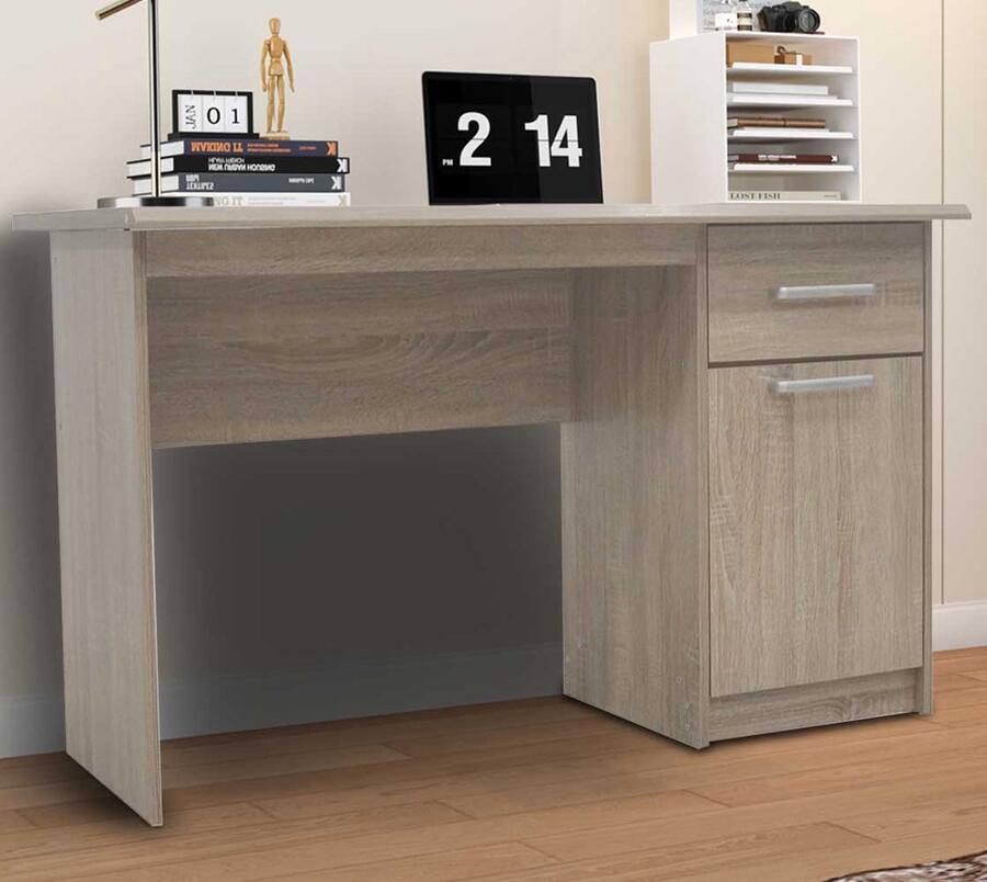 Rousseau EMOB Bureau Milou 1 Lade 1 Deur H-75 x B-121 x D-60 cm wit Kantoor Wit Melamine; Spaanplaat Kantoor Op voorraad - Foto 2