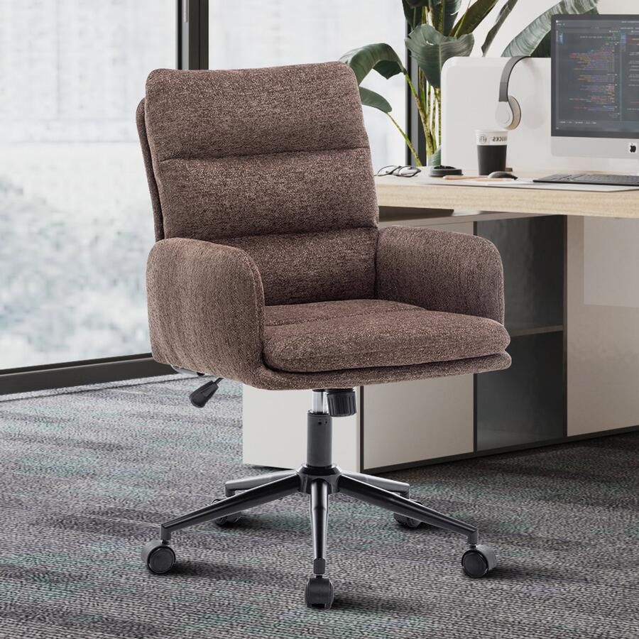 Rousseau EMOB Bureaustoel Aimé 64x68x88cm verstelbaar bruin Zitmeubelen Bruin Stof; Metaal Zitmeubelen Op voorraad