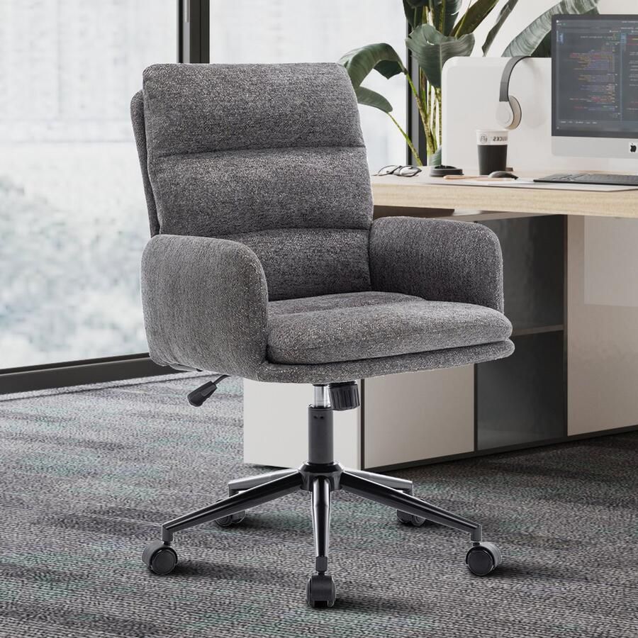 Rousseau EMOB Bureaustoel Aimé 64x68x88cm verstelbaar donkergrijs Zitmeubelen Grijs Stof; Metaal Zitmeubelen Op voorraad