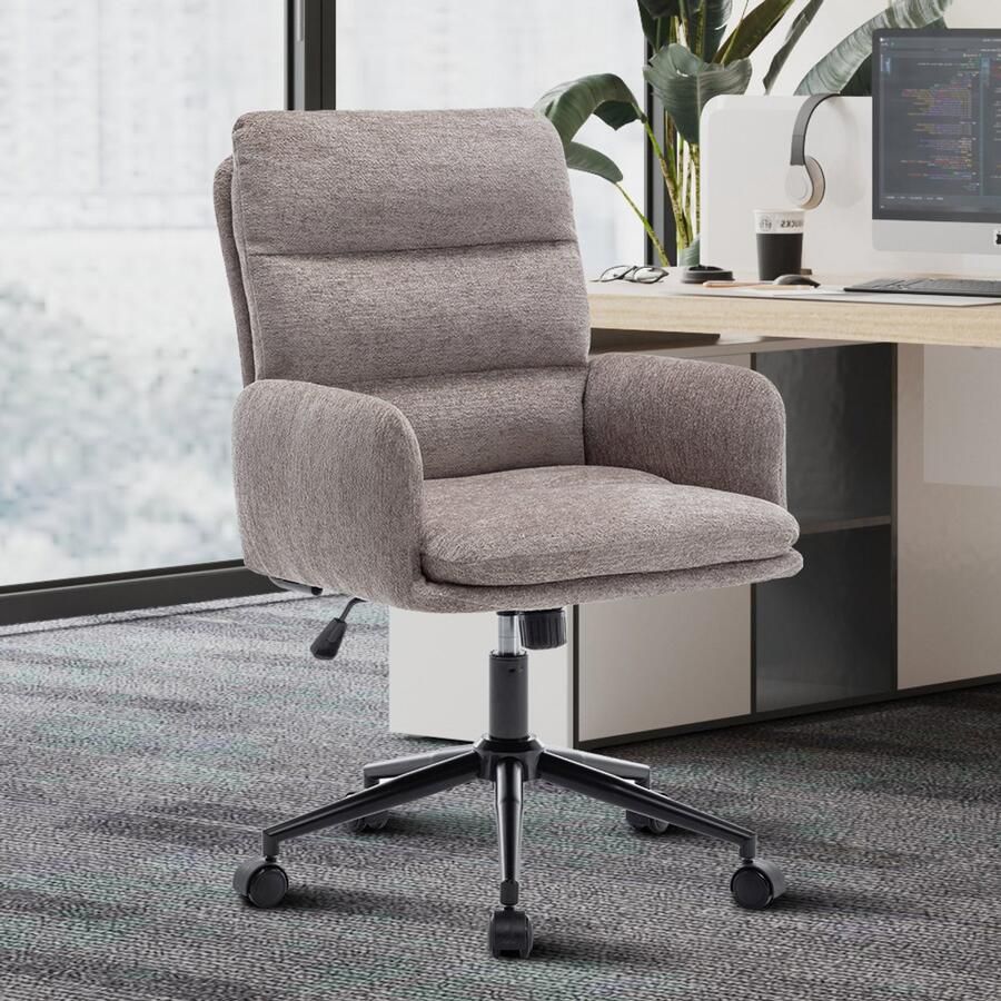 Rousseau EMOB Bureaustoel Aimé 64x68x88cm verstelbaar grijs Zitmeubelen Grijs Stof; Metaal Zitmeubelen Op voorraad