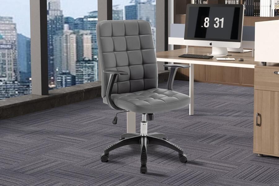 Rousseau EMOB Bureaustoel Luka 58 x 59 x 96 cm Grijs Zitmeubelen Grijs Polyester Zitmeubelen Op voorraad - Foto 2