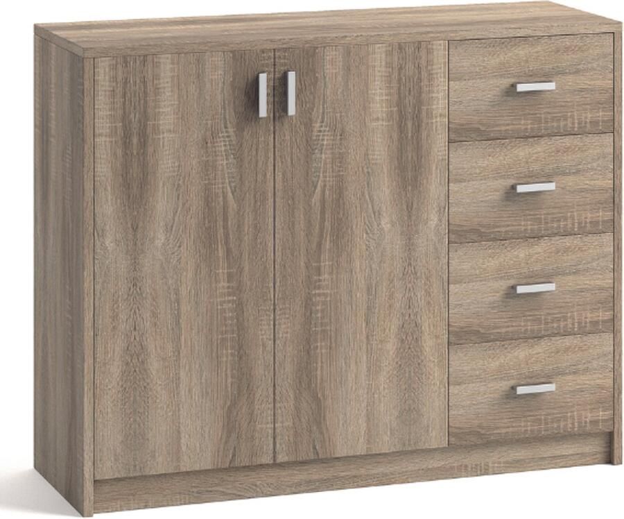 Rousseau Dressoir Kast 'Space' 2 Deuren 4 Laden Sonoma - Foto 3