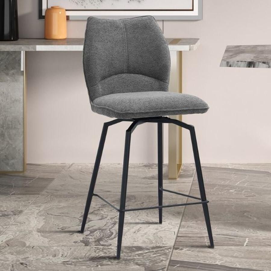 Rousseau Draaibare barstoel Lara 48 x 56 x 103 cm Grijs design Set van 2