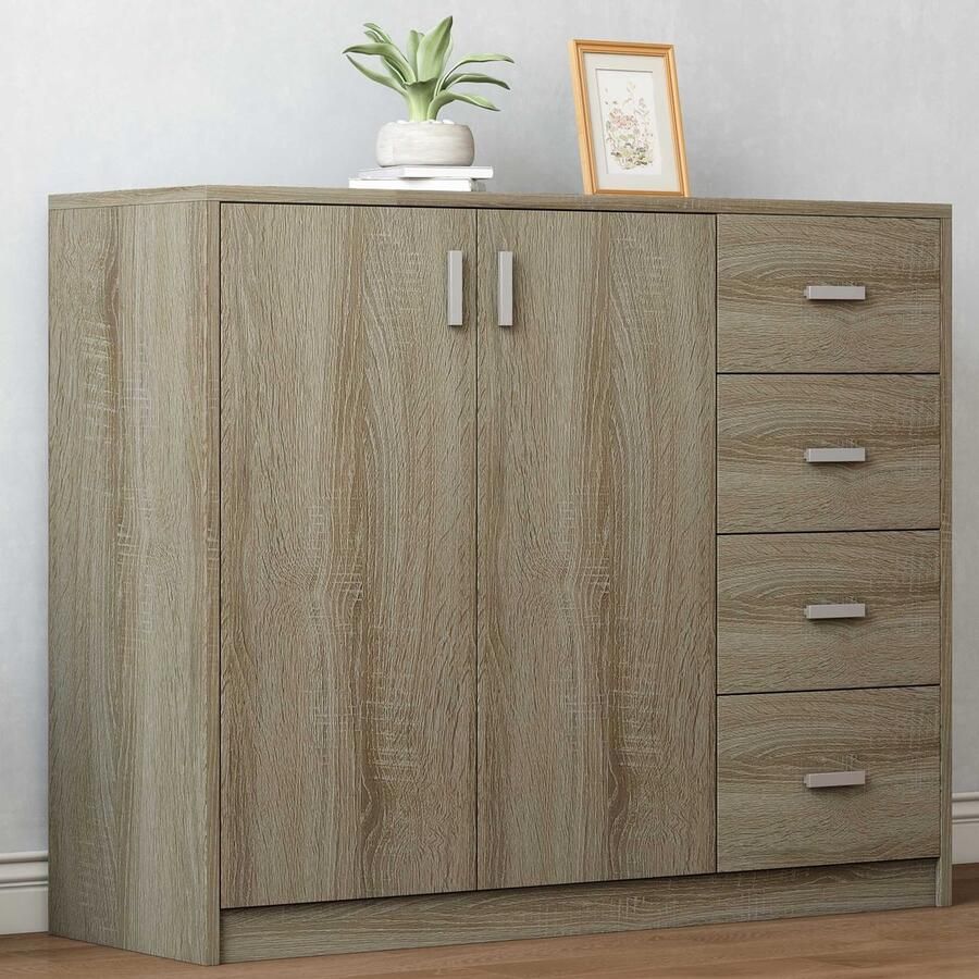 Rousseau Dressoir Kast 'Space' 2 Deuren 4 Laden Sonoma - Foto 2