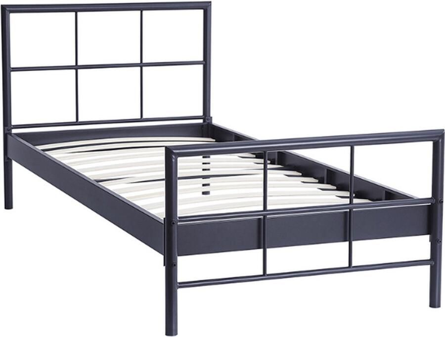 Rousseau EMOB Eenpersoonsbed Davy 90 x 200 cm Metalen frame donkergrijs Metalen eenpersoonsbedden Grijs Metaal Metalen eenpersoonsbedden Eenpersoons Normaal bed Op voorraad - Foto 3
