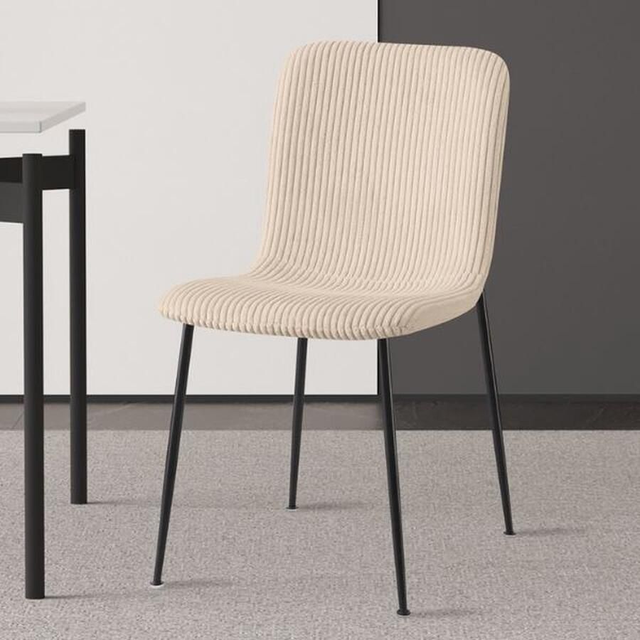 Rousseau Eetkamerstoel Alice 42 x 57 x 82 cm Beige Corduroy-design Set van 2 - Foto 2