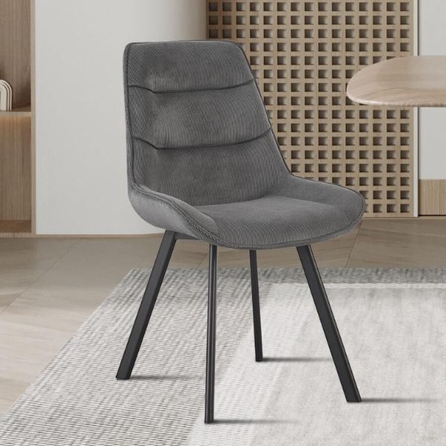 Rousseau Eetkamerstoel Amalia 53 x 61 x 87 cm Grijs design Set van 2