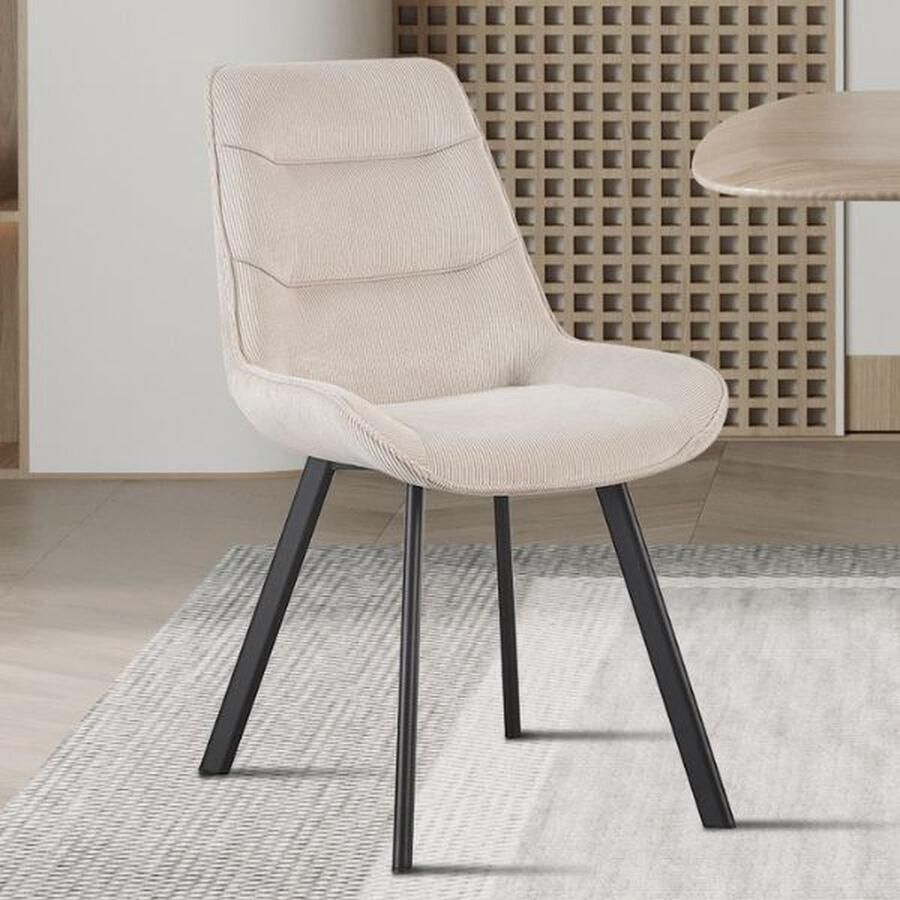 Rousseau Eetkamerstoel Amalia 53 x 61 x 87 cm Zandkleurig design Set van 2