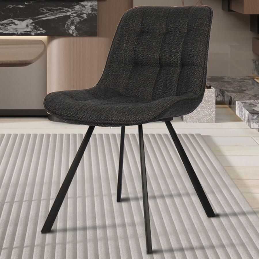 Rousseau Eetkamerstoel Ariba met metalen poten antraciet Set van 2