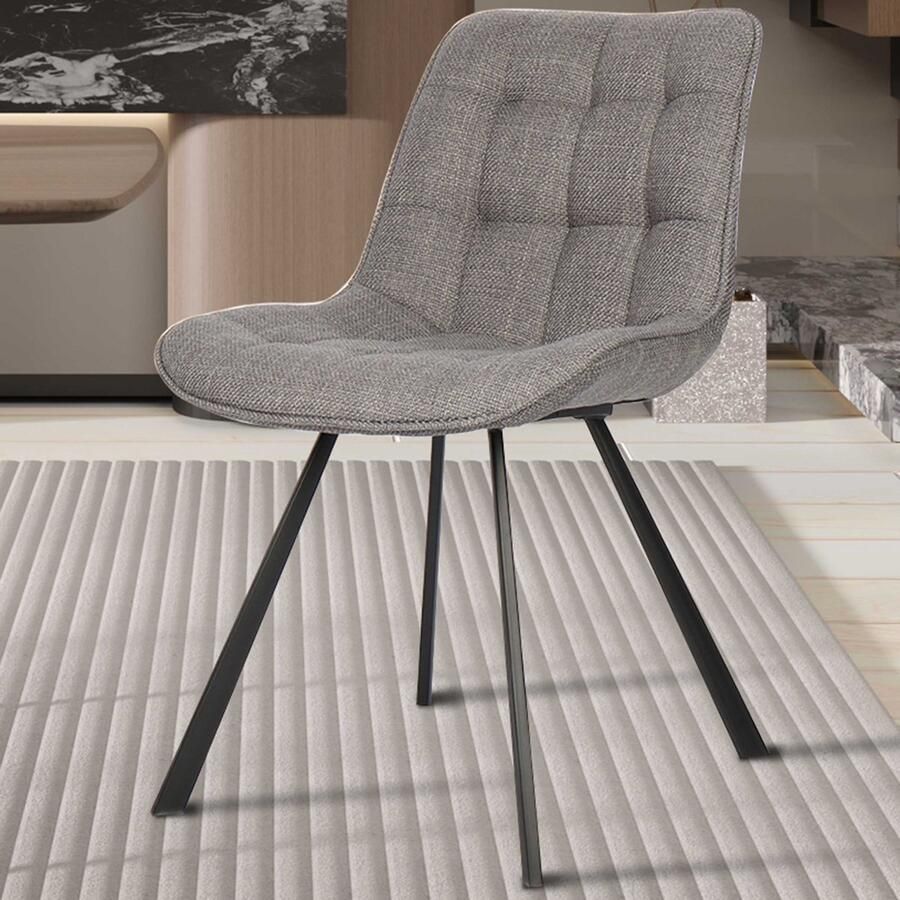 Rousseau Eetkamerstoel Ariba met metalen poten lichtgrijs Set van 2 - Foto 2