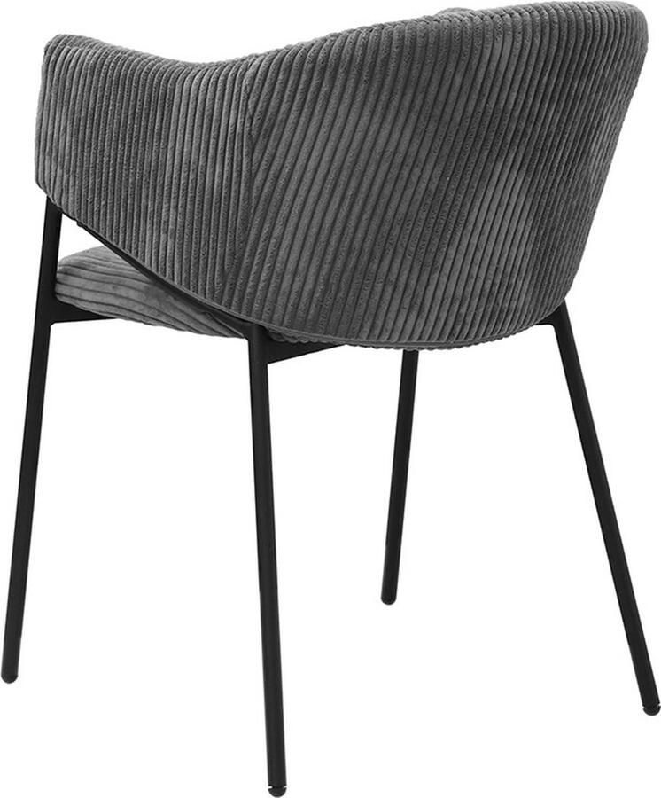 Rousseau Eetkamerstoel 'Hugo' Corduroy Donkergrijs set van 2 stuks