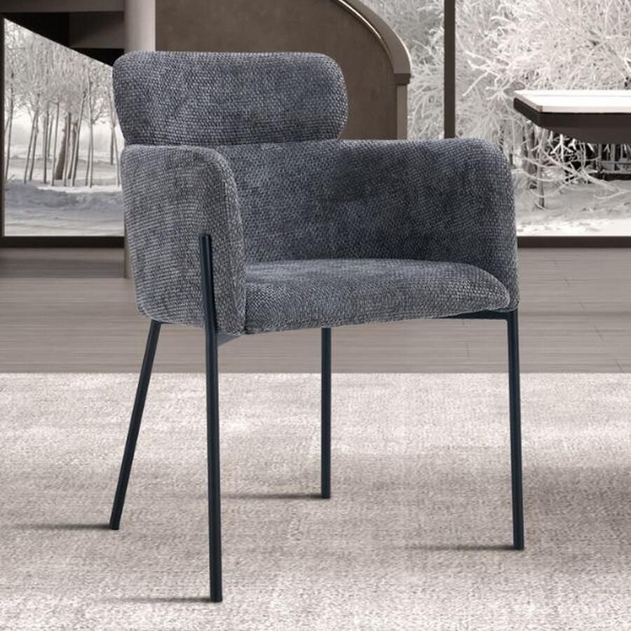 Rousseau Eetkamerstoel Naomi 60 x 60 x 83 cm Donkergrijs Set van 2