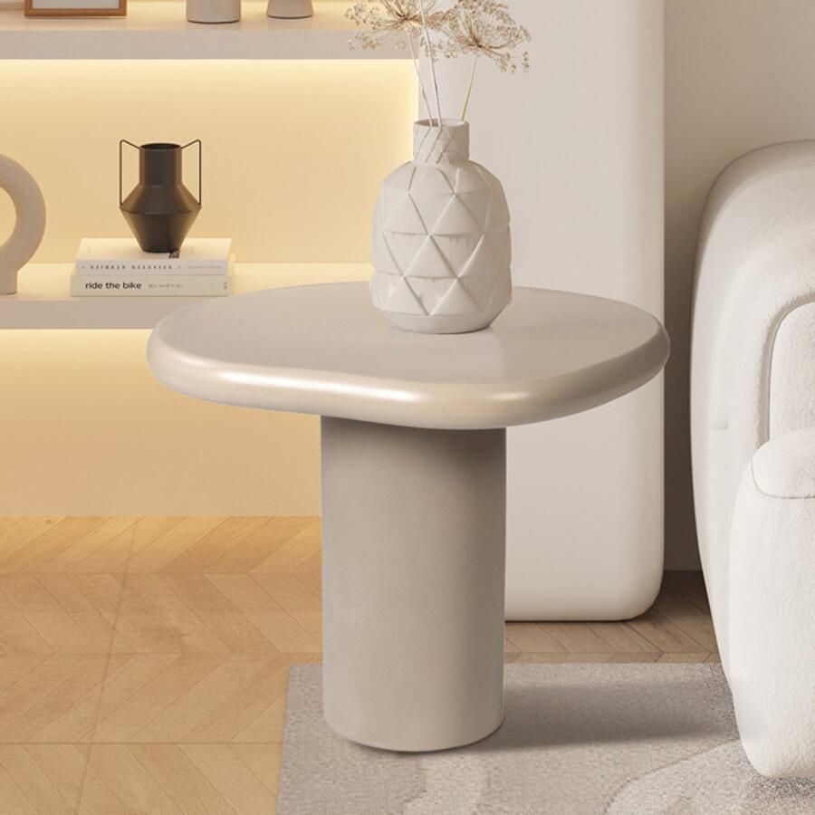 Rousseau EMOB Bijzettafel Tavares 58x50x50cm organische vorm beige Hoektafels Beige MDF Hoektafels Op voorraad