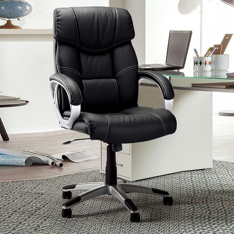 Rousseau EMOB Directiestoel Dali zwart Directiestoelen Zwart Kunstleer; Kunststof; Metaal Directiestoelen Op voorraad