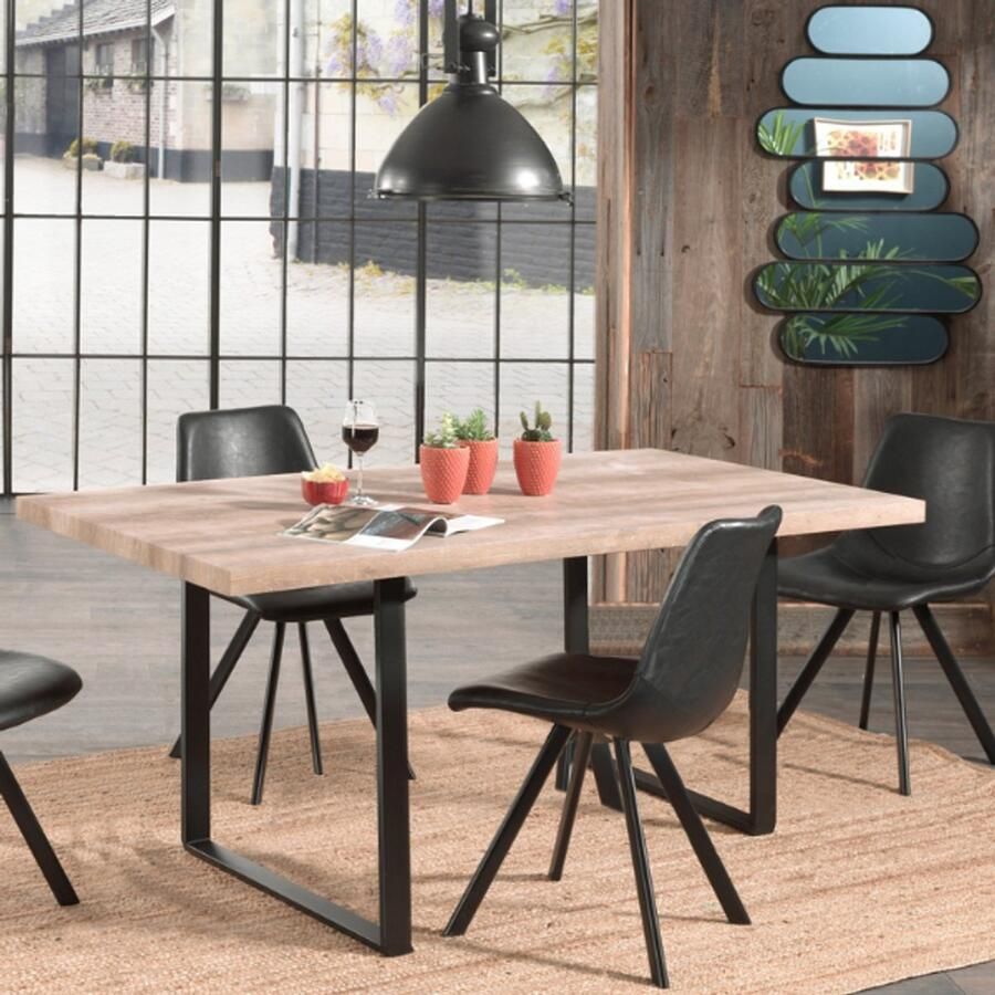 Rousseau EMOB Eettafel Alexander 180x80x93 cm Lichtbruin eikenhout Eettafels outlet Bruin Hout; Metaal Eettafels outlet Op voorraad