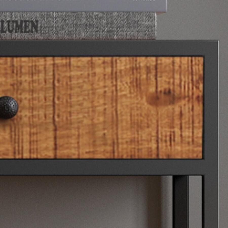 Rousseau EMOB Mango Ace Console Tafel Metaal en Exotisch Hout H 80 x B 100 x D 36cm'. Haltafels Bruin Hout; Metaal Haltafels Op voorraad - Foto 2