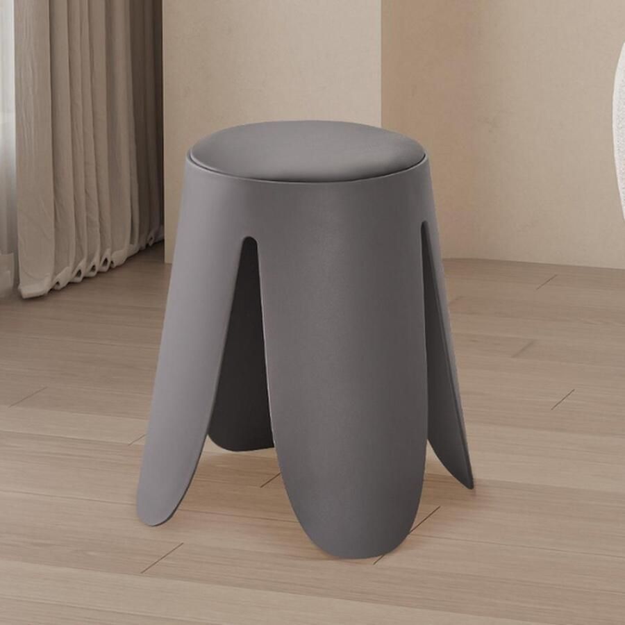 Rousseau Grijze Astin Kruk PP Poten en PU Zitting 46 x 30 x 30 cm