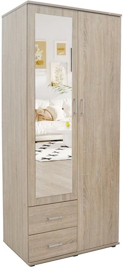 Rousseau Kledingkast Marc met spiegel 2 deuren & 2 lades Sonoma eik - Foto 2