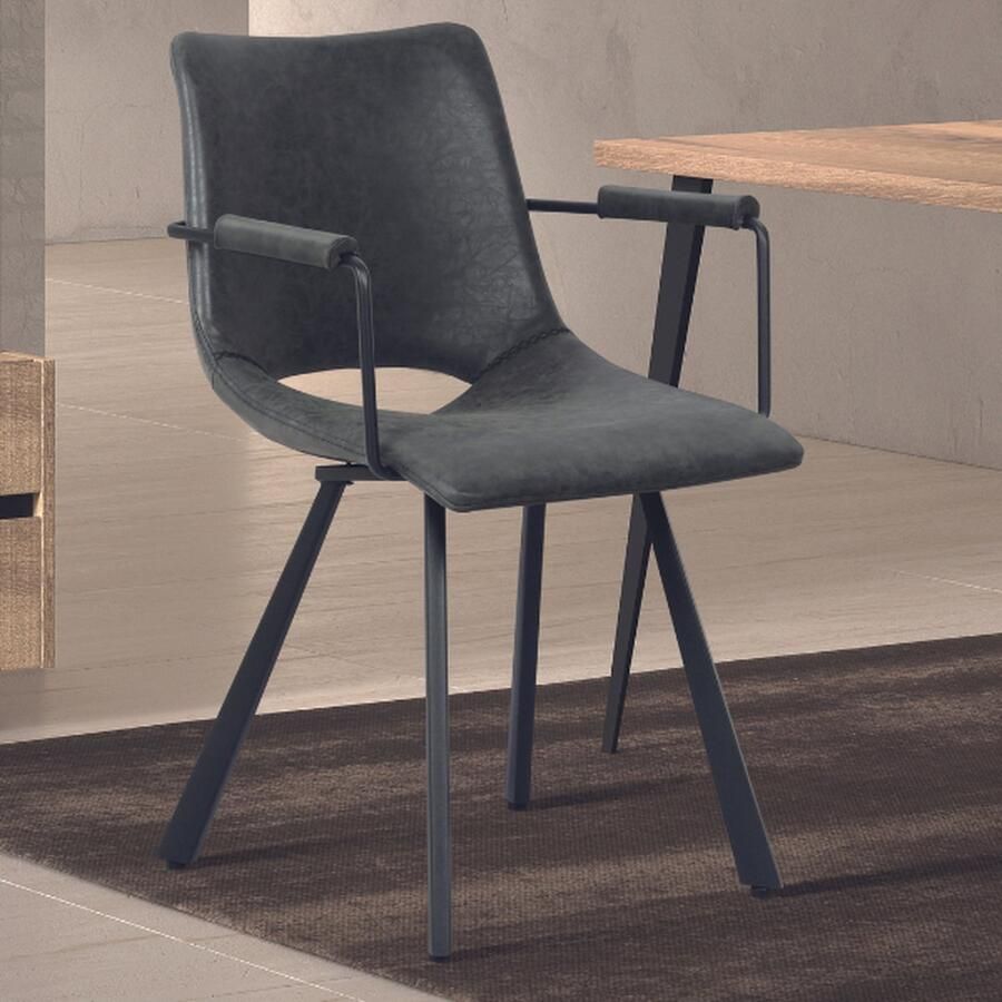 Rousseau Kuipstoel met armleuning Sissi-zwart Set van 2