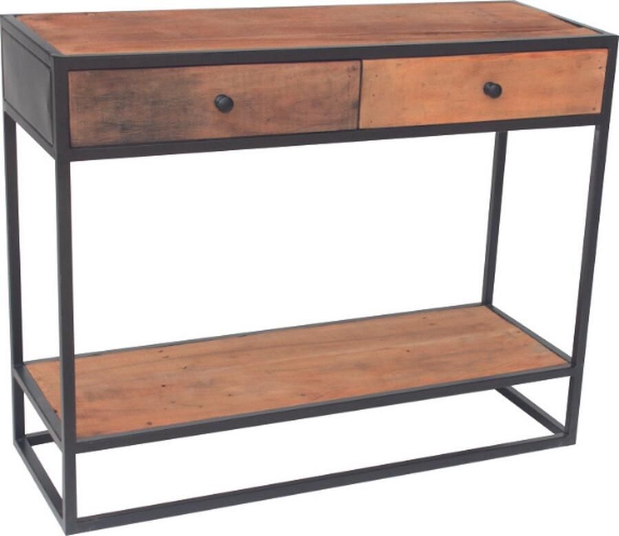 Rousseau EMOB Mango Ace Console Tafel Metaal en Exotisch Hout H 80 x B 100 x D 36cm'. Haltafels Bruin Hout; Metaal Haltafels Op voorraad - Foto 3