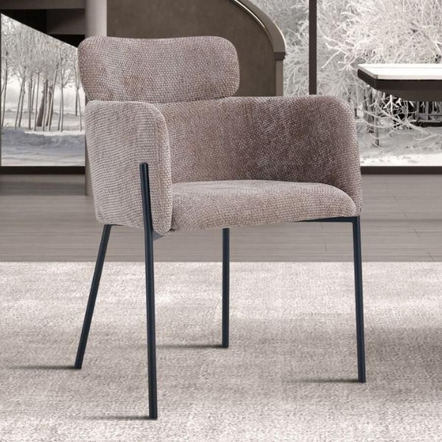 Rousseau Naomi Stoffen Eetkamerstoel Zand Metalen Poten 83 x 60 5 x 60 cm Set van 2 - Foto 2