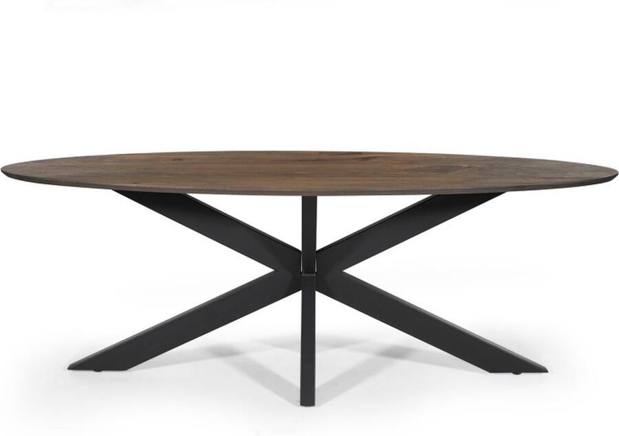 Rousseau Ovale Eettafel Tommy 220x100 cm donkerbruin magnoliahout - Foto 2