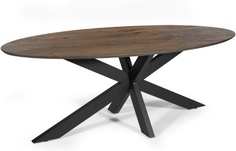 Rousseau Ovale Eettafel Tommy 220x100 cm donkerbruin magnoliahout - Foto 3