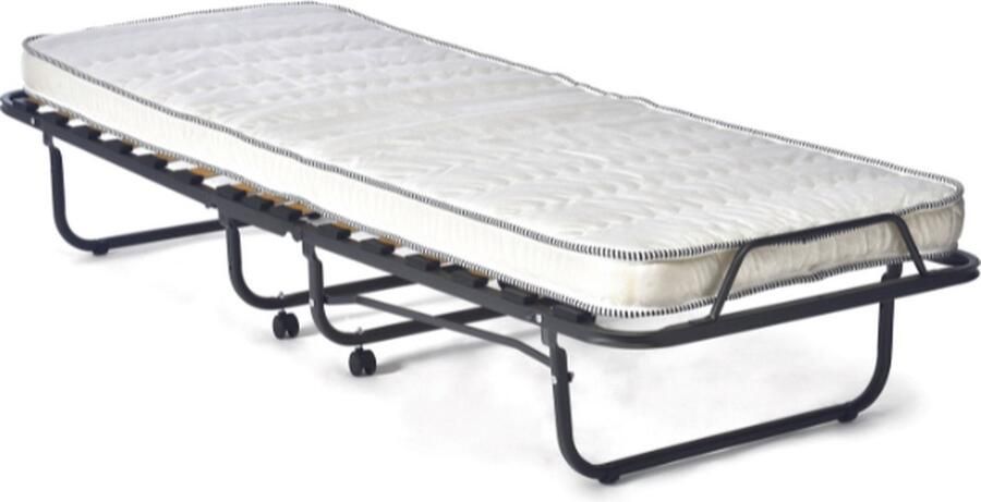 Rousseau EMOB Plooibed Xenia 90x200 cm inclusief matras zwart Metalen eenpersoonsbedden Zwart Schuim; Metaal Metalen eenpersoonsbedden Eenpersoons Opklapbed Op voorraad - Foto 3