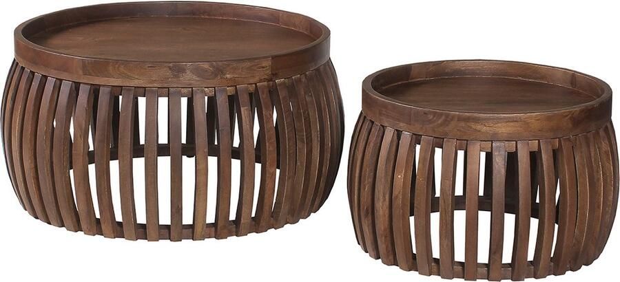 Rousseau Salontafel 'Corry' 2-delige set Mango Hout Lichtbruin - Foto 2