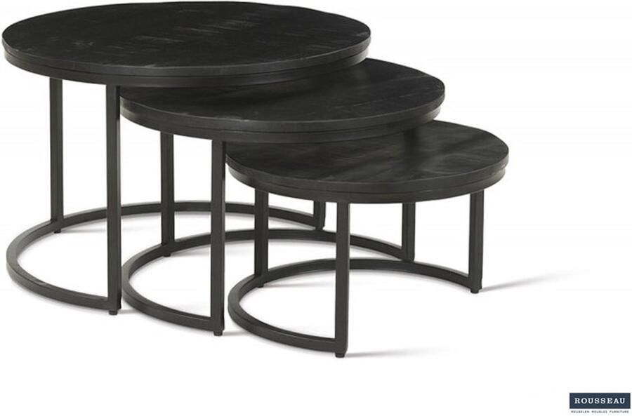 Rousseau Salontafel 'Arnod' 3-delig Mango Hout Zwart