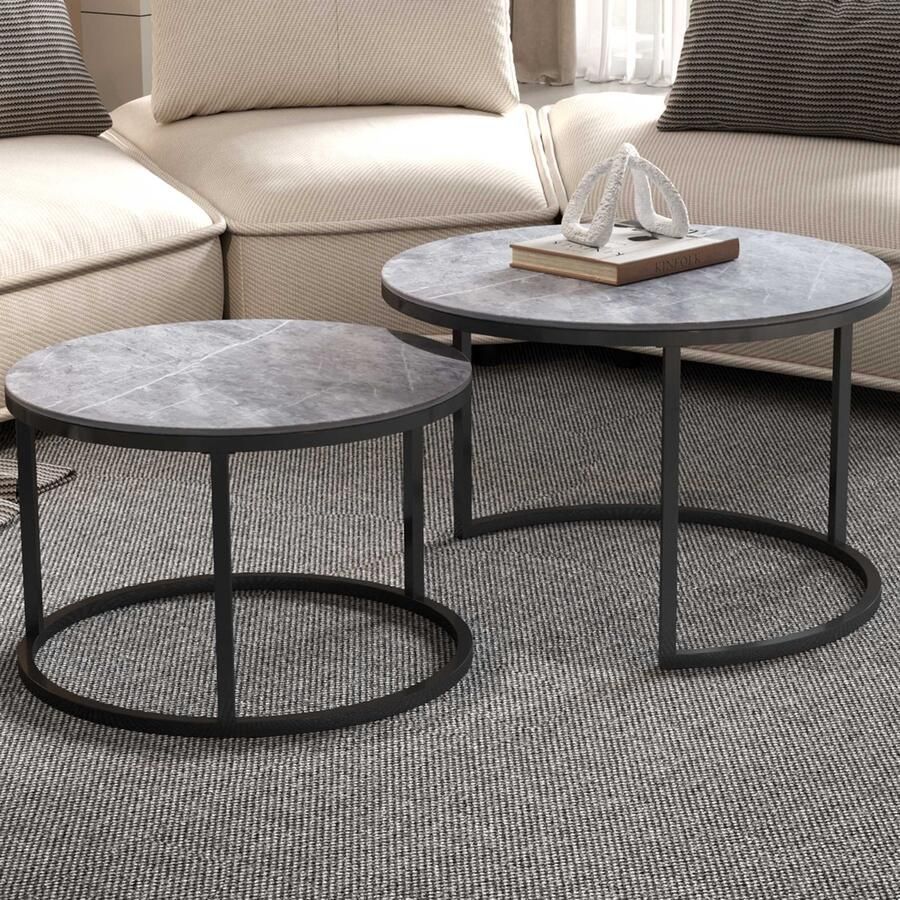 Rousseau SALONTAFEL 'AVANOS' DECOR GLAS MARMER GRIJS