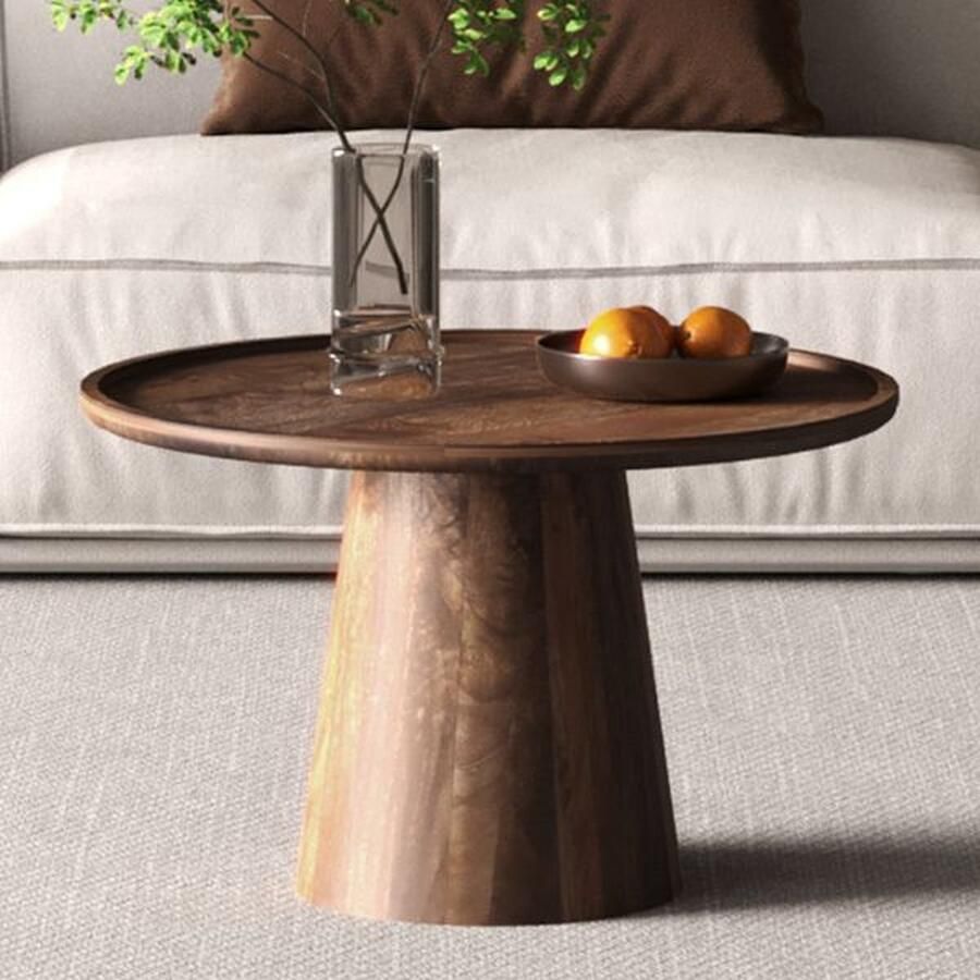 Rousseau Salontafel 'Jules' 65x40 cm Rond Mango Hout Lichtbruin - Foto 3