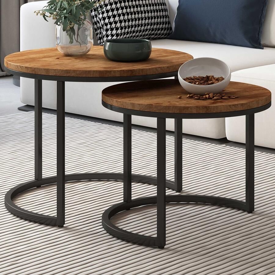 Rousseau Set van 2 salontafels Gaja-magnoliahout